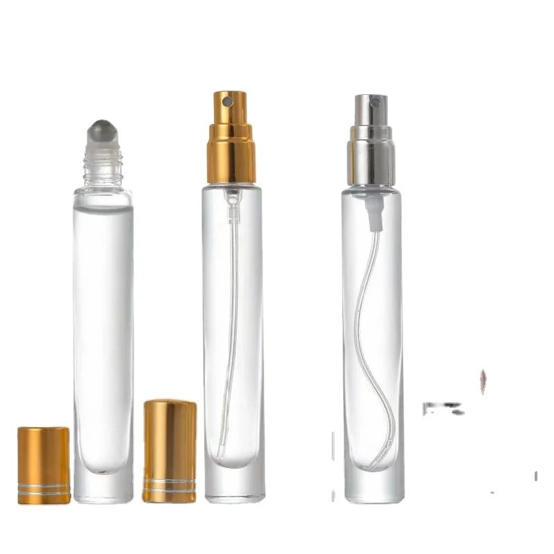 10ml Square Empty Thick Bottom Perfume Glass Bottle 10 ml Round Roll On Bottle With Stainless Steel Roller For Essential Oil