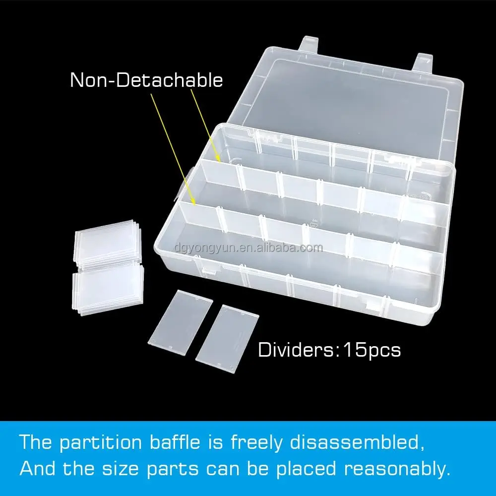 Small 18 Compartment Plastic Organizer with Adjustable Dividers, Clear Organizer, Jewelry . Fishing Gear. Small Parts. Organizer