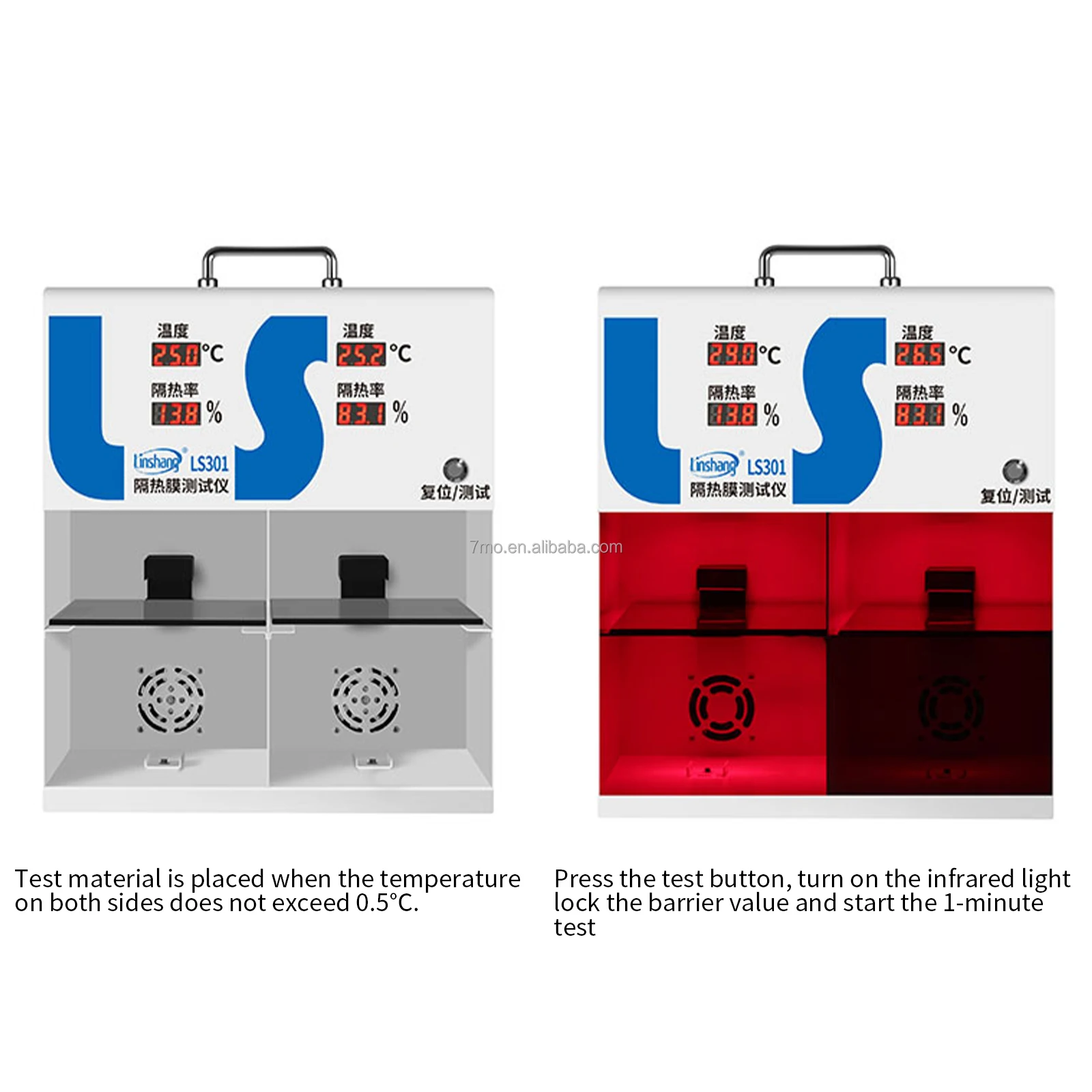 7mo LS301 LS300 Thermal Shielding Glass Solar Film Temperature Meter with IR Heat Insulation Property Demonstration