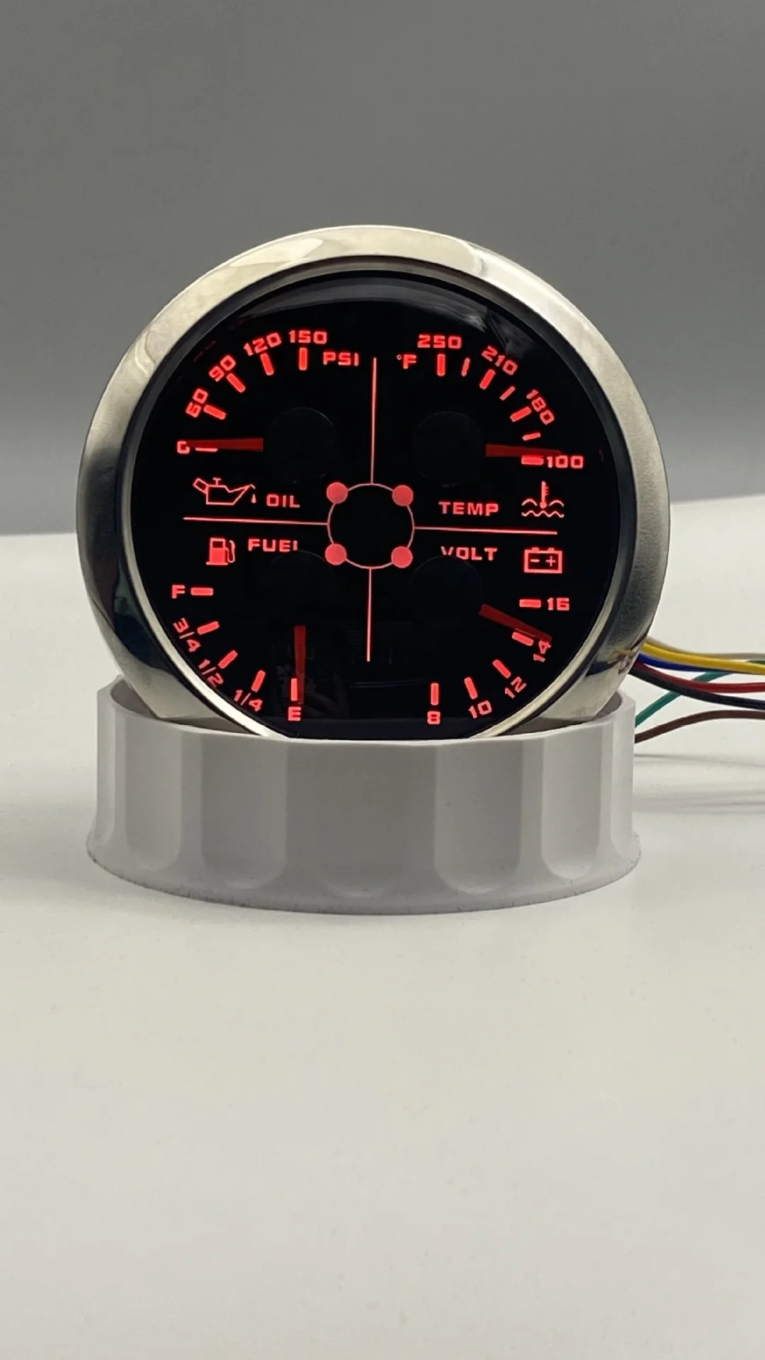 LED Red marine 4 IN 1 pointer multifunction gauge with bar oil pressure fuel level meter