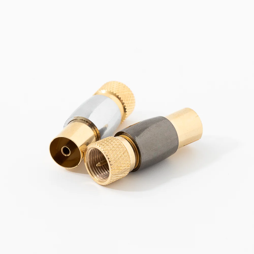 Coax Adapter Premium satellite Connector F/SAT male to PAL female adapter all brass with gold plated grey