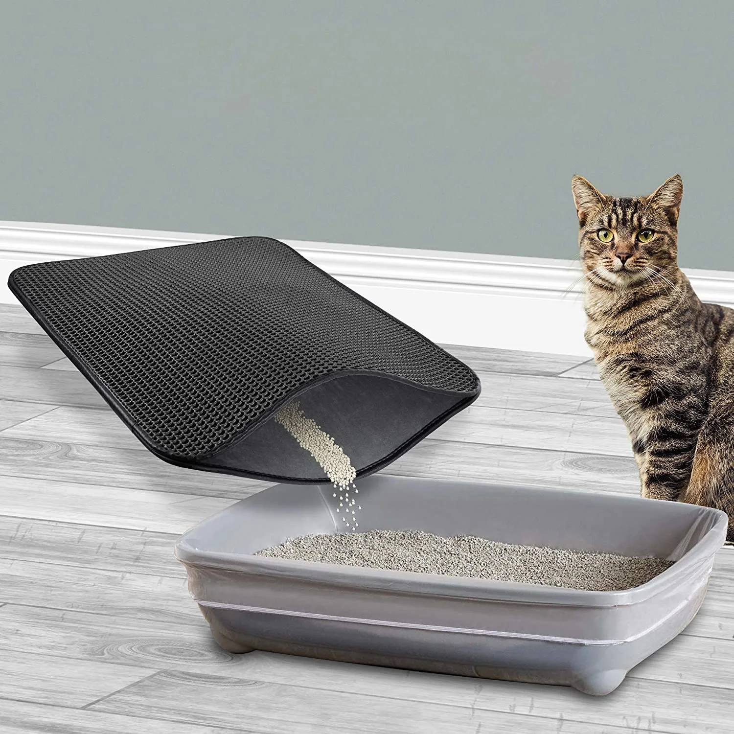 Cat Litter Mat Litter Trapper Size Honeycomb Double-Layer Design Waterproof Proof Material 2-Layer Sifting Easy