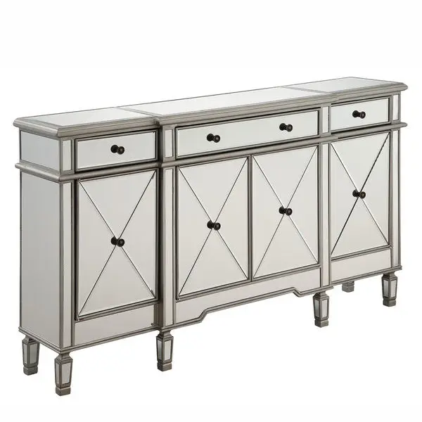 contemporary 3-door mirrored buffet cabinet