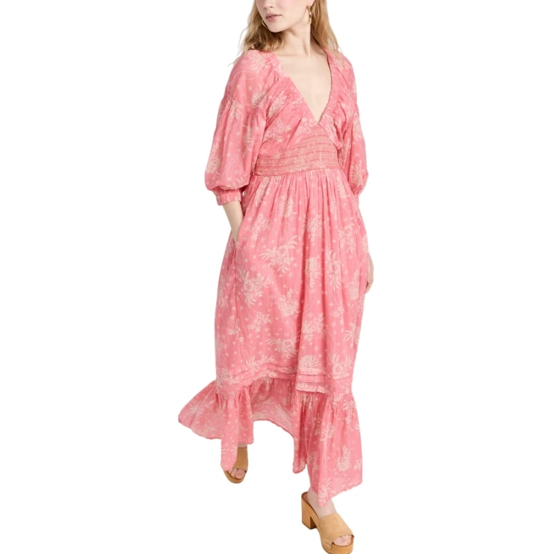 Manufacturer Custom NEW casual floral print beach vacation maxi dresses lady elegant summer clothes for women