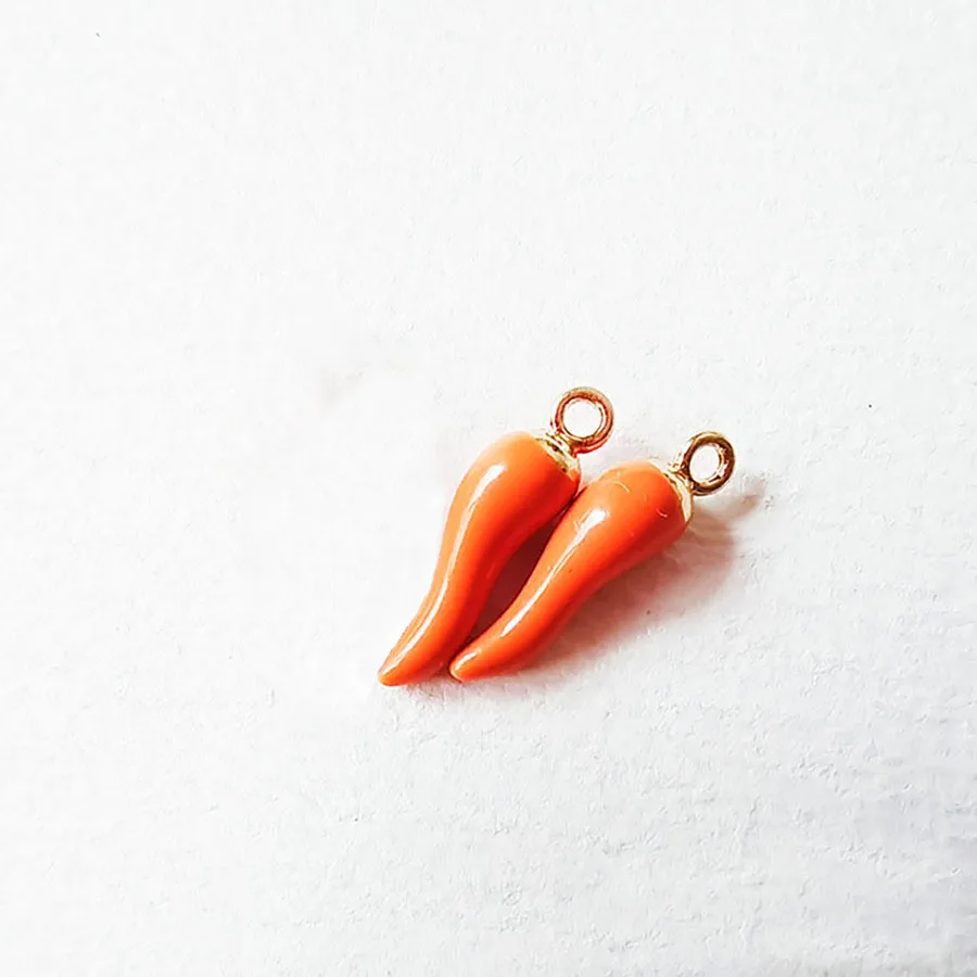 3D DIY Gold Plated Zinc Alloy Jewelry Making Accessories Enamel Enameled Vegetable Hot Pepper Chili Charm Pendant
