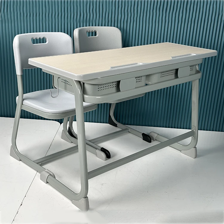 Customized color furniture training classroom steel plastic primary school study double seats school tables and chairs sets