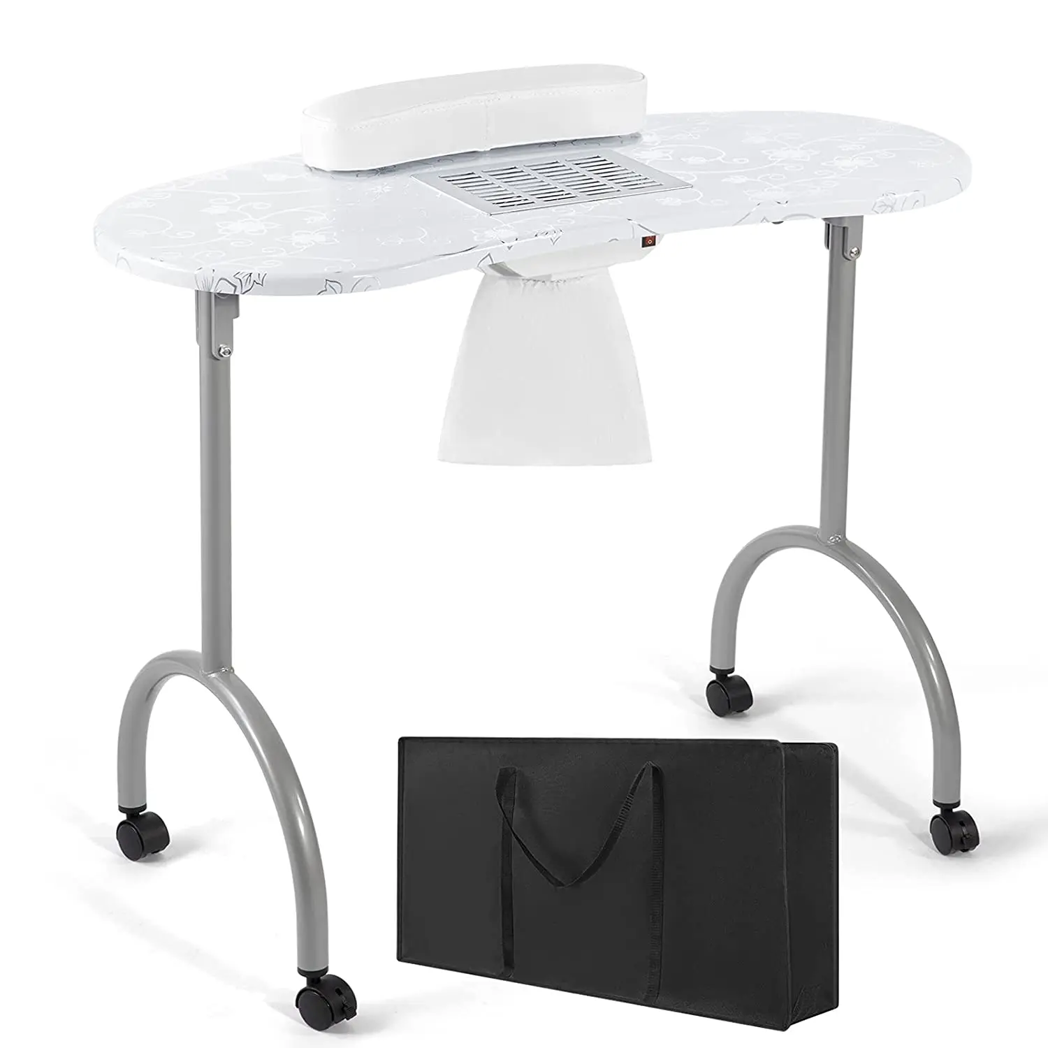 Salon Table Professional Modern Design Portable Folding Metal Steel Portable Nail Manicure Tables With Fan