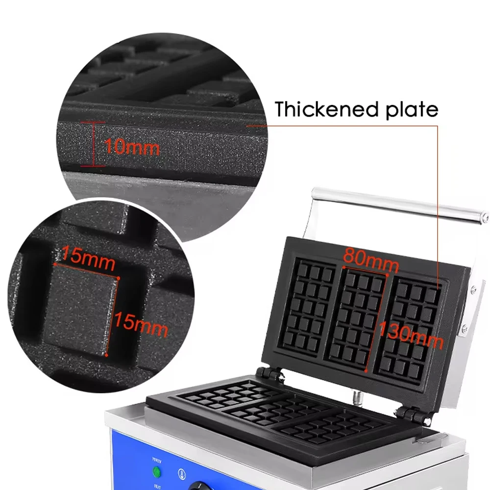 XEOLEO Commercial 3/10 Slices Rectangle Waffle Maker Industrial Electric Belgian Waffle Maker Machine Rectangle Waffle Baker