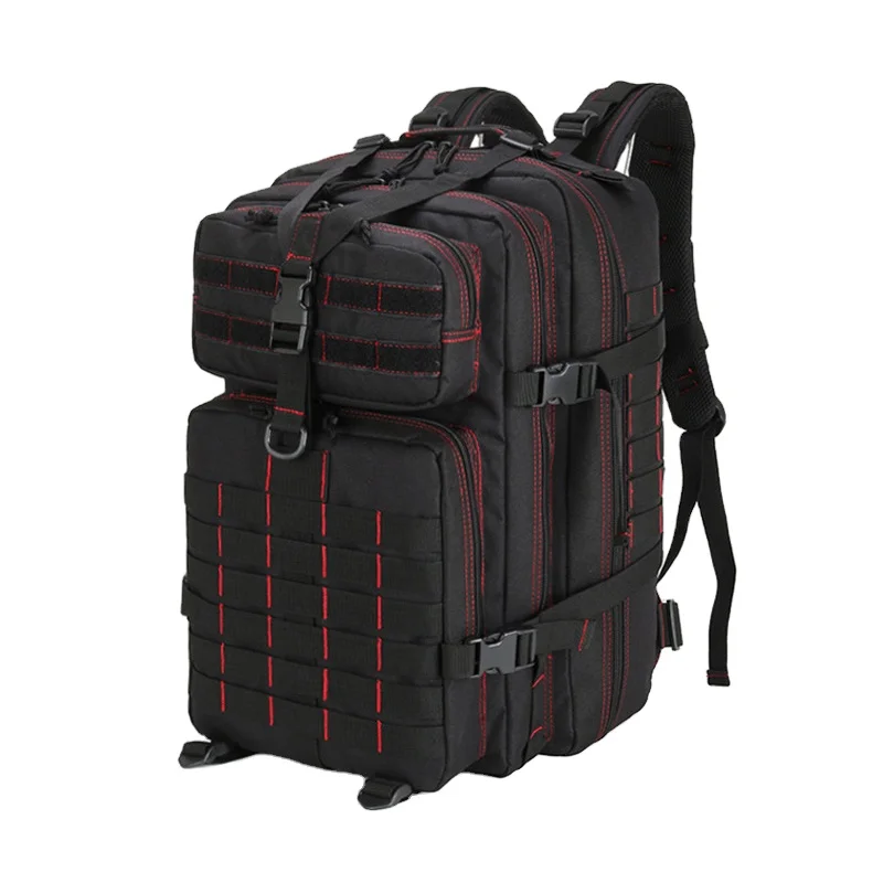 LHI Mochila_Tactica Waterproof Oxford 45L Black Large Capacity Travel Sport GYM Rucksack Hiking Tactical Backpack Bag