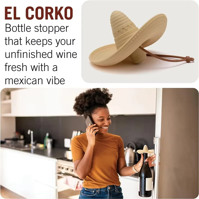 Creative Silicone Cowboy Hat Wine Stoppers Leak-Proof Beverage Sealer Cap Plug Kitchen Bar Accessories Champagne Beer Bottles