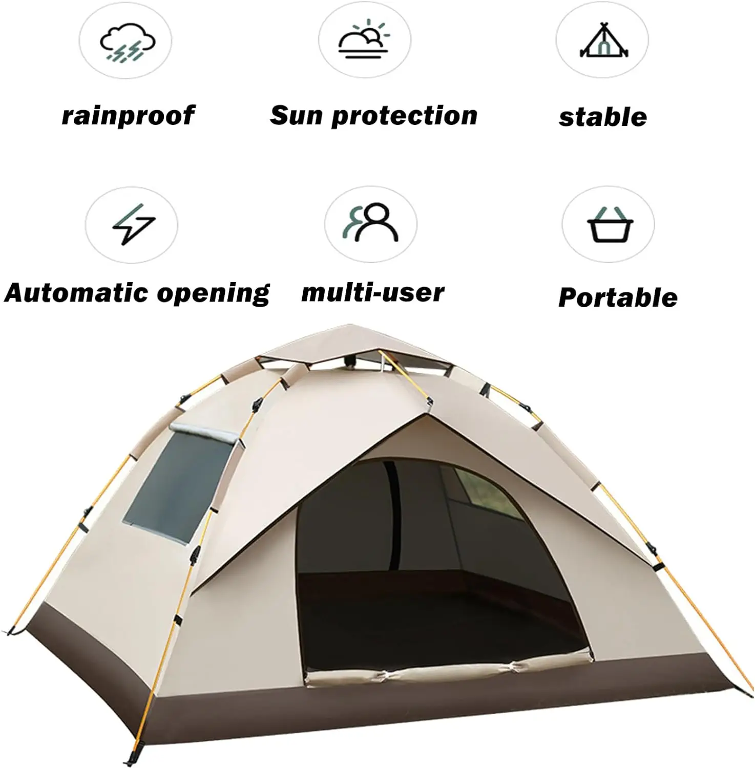 2-3 Person Camping Waterproof Family Tent Instant Easy Up Double Layer Anti-UV 2 Windows