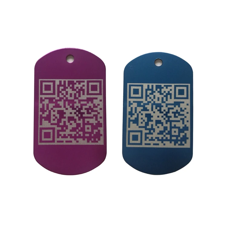 custom laser engraving aluminium QR code dog tags anodized blank metal tag dog id nameplate