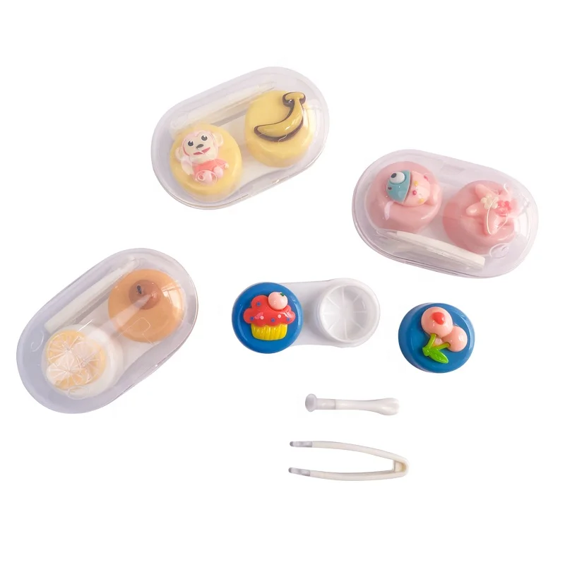 SL82096 Wholesale Travel Portable Contact Lens Box Kit Plastic Cute Style cartoon Contact Lenses Box