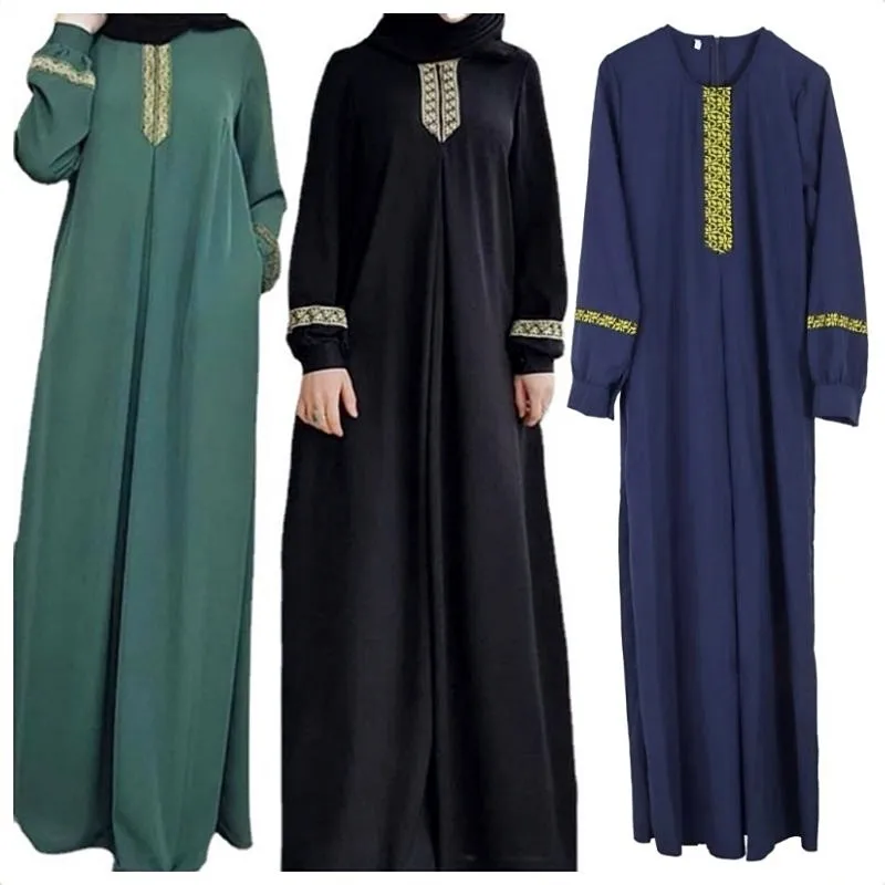 Women Print Muslim Maxi Dress Plus Size 5XL Casual Muslim Clothes Kaftan Lace Abaya Long Dress