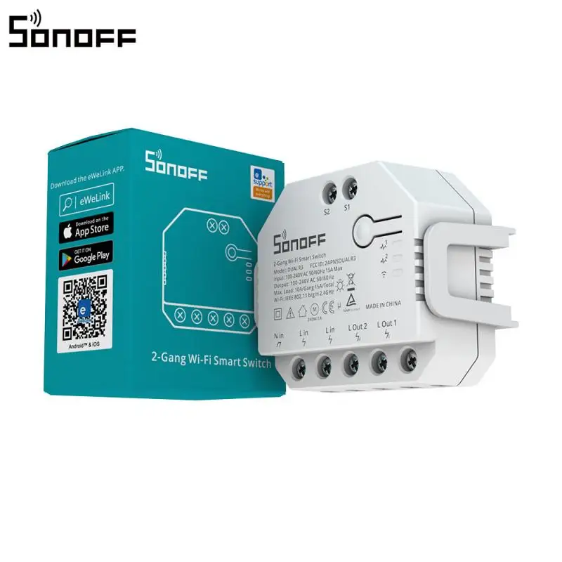ITEAD SONOFF DUAL R3 2 Gang Dual Relay Module DIY Smart Switch Power Metering Control Via eWeLink Alexa Google Smart Home New