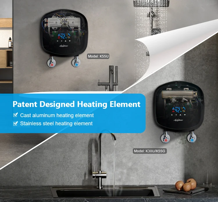 220V Black Multi-Function Instant Water Heater Electric Touch Screen Control Household Hotel Use Hot Sales Plastic Housing 3