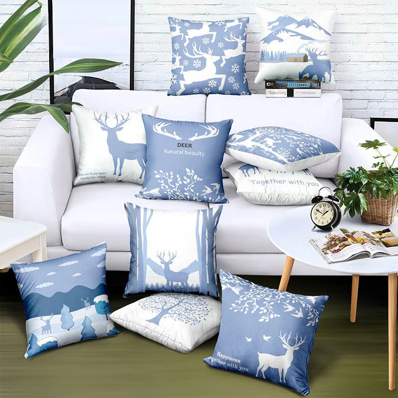 Amity Customized Modern Fashion Elk Printing Sofa Polyester Pillows Cushions Cover Decorative Home