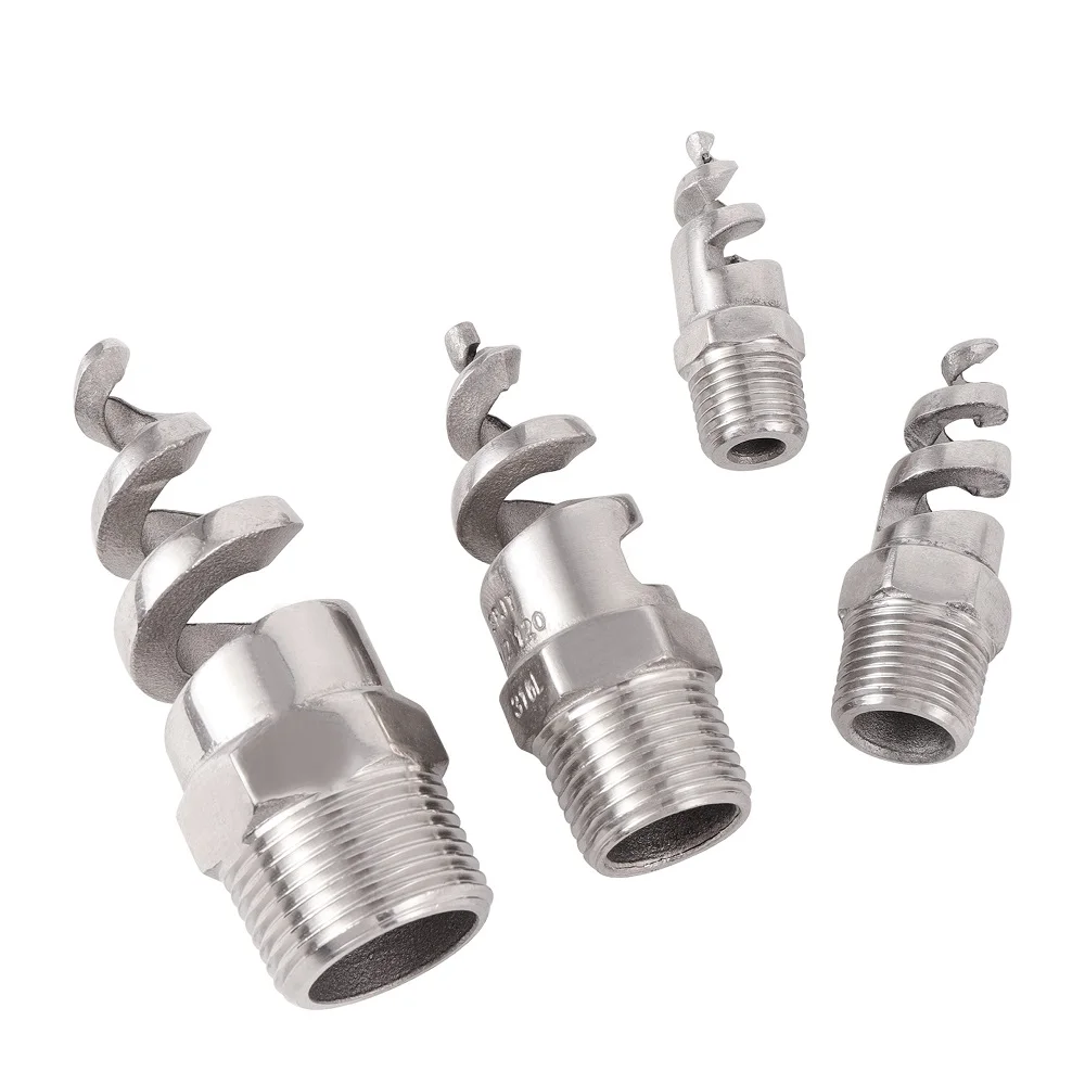 Stainless Steel 316 Spiral Nozzle Jet Full Cone Water Spray Nozzle Dust Control Spiral Nozzle for Cooling Gas