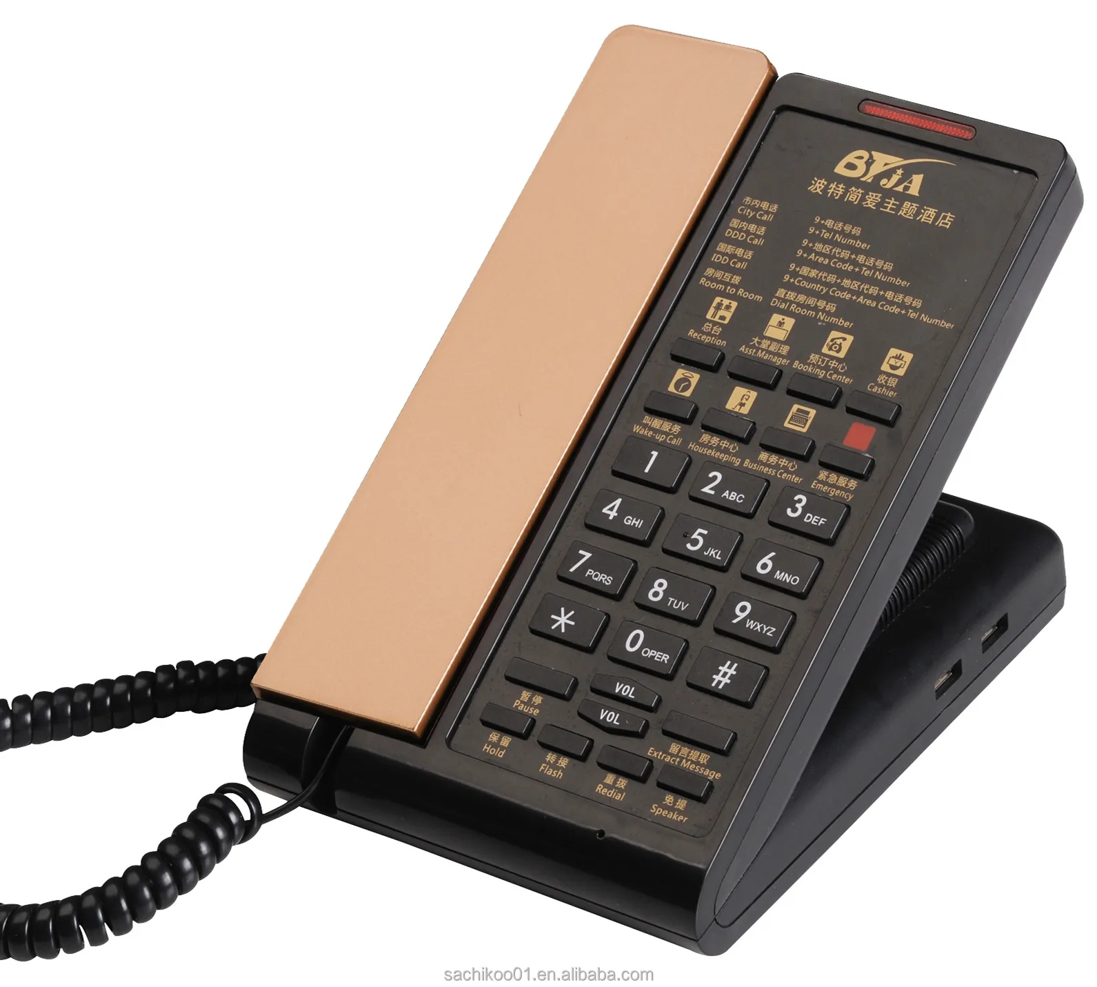 Popular Chain Hotel Guest Room Corded Telephone with Big LOGO Face Plate Customized