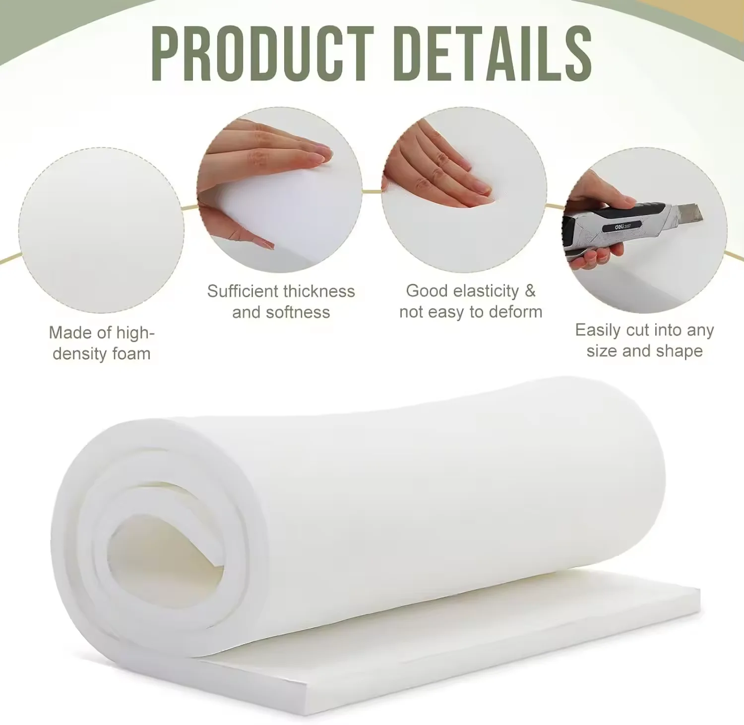 Китайский производитель белая губка специальной формы Полиуретановые ролики высокой плотности мягкая пена для дивана