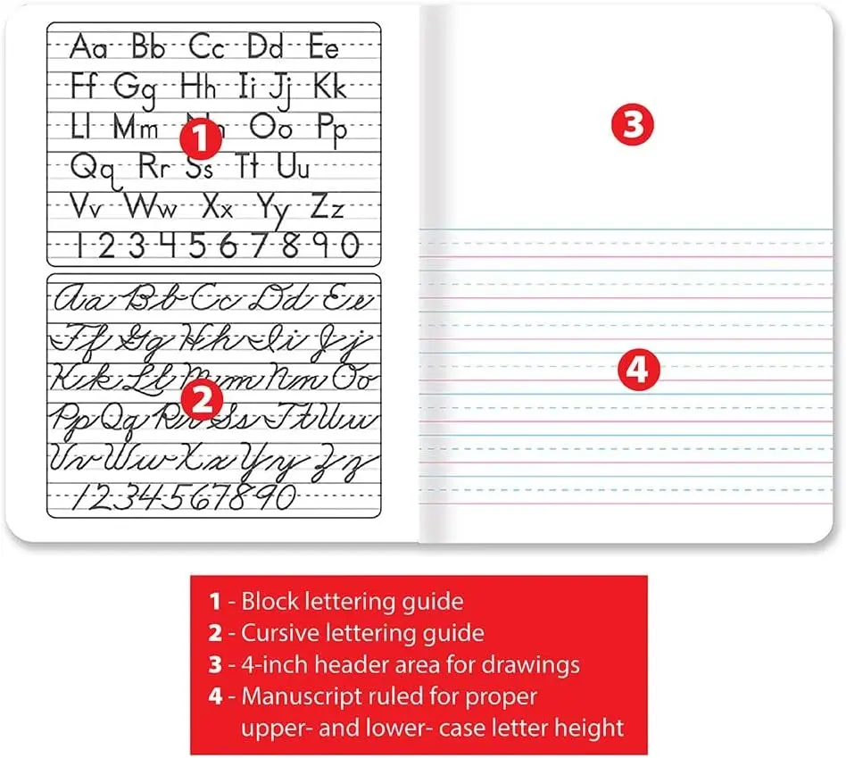Custom 12 Pack Dotted Line Wide Ruled Composition Book Daily Journal Children Notebooks for Primary Students