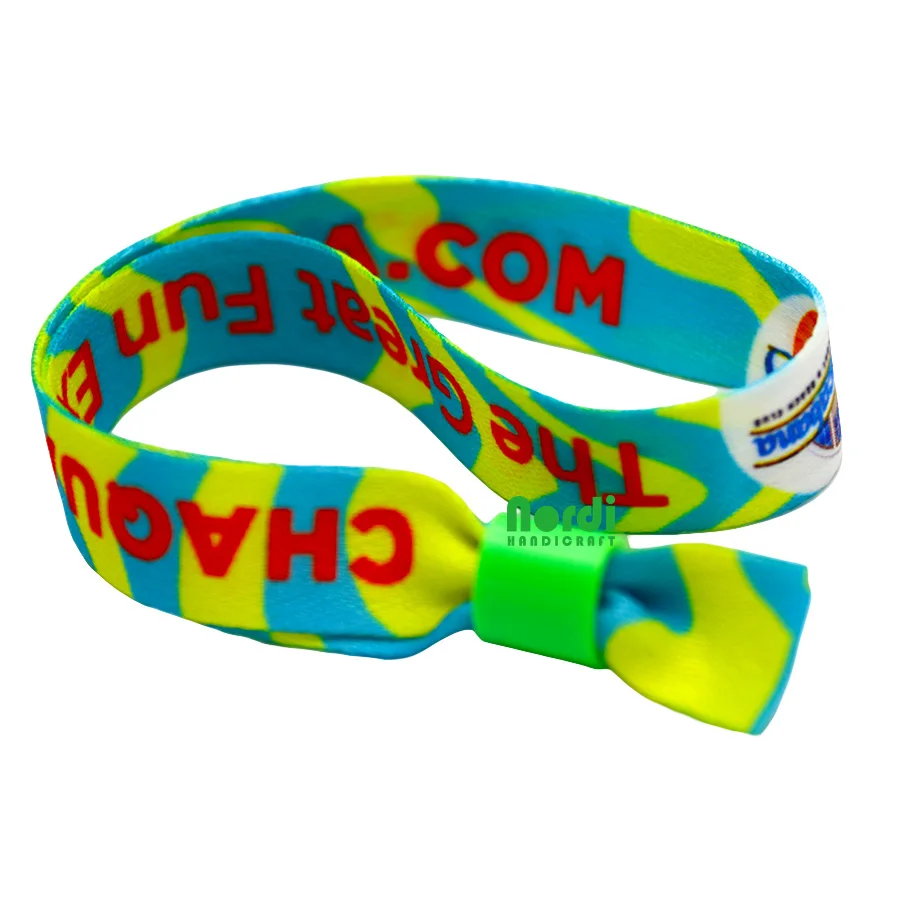 Factory Price Custom Barrel Lock Woven Wristbands Fabric Festival Entrance Ticket Wristband Sublimation Wristband For Concert