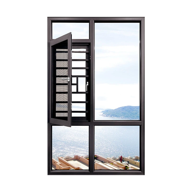 Customizable Tempered Glass Double Glazed Aluminum Push Out Single Casement Windows With Mosquito Net
