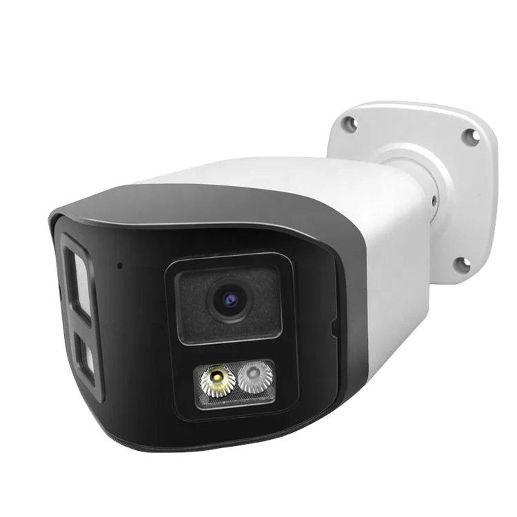 Outdoor 4MP Dual Lens 180 Degree Panoramic Hik Compatible IP PoE Security Camera ColorVu IP66 Two way Audio CCTV Bullet Camera