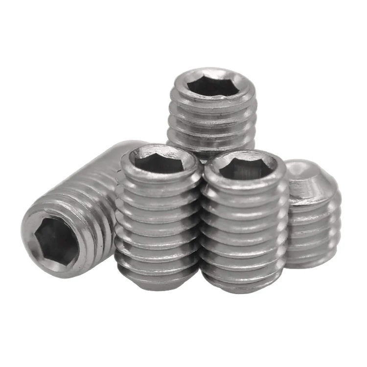 DIN916 Flat Set Screw 304 Stainless Steel Inner Hexagon Socket Set Screws With Flat Point Headless Grub Screw