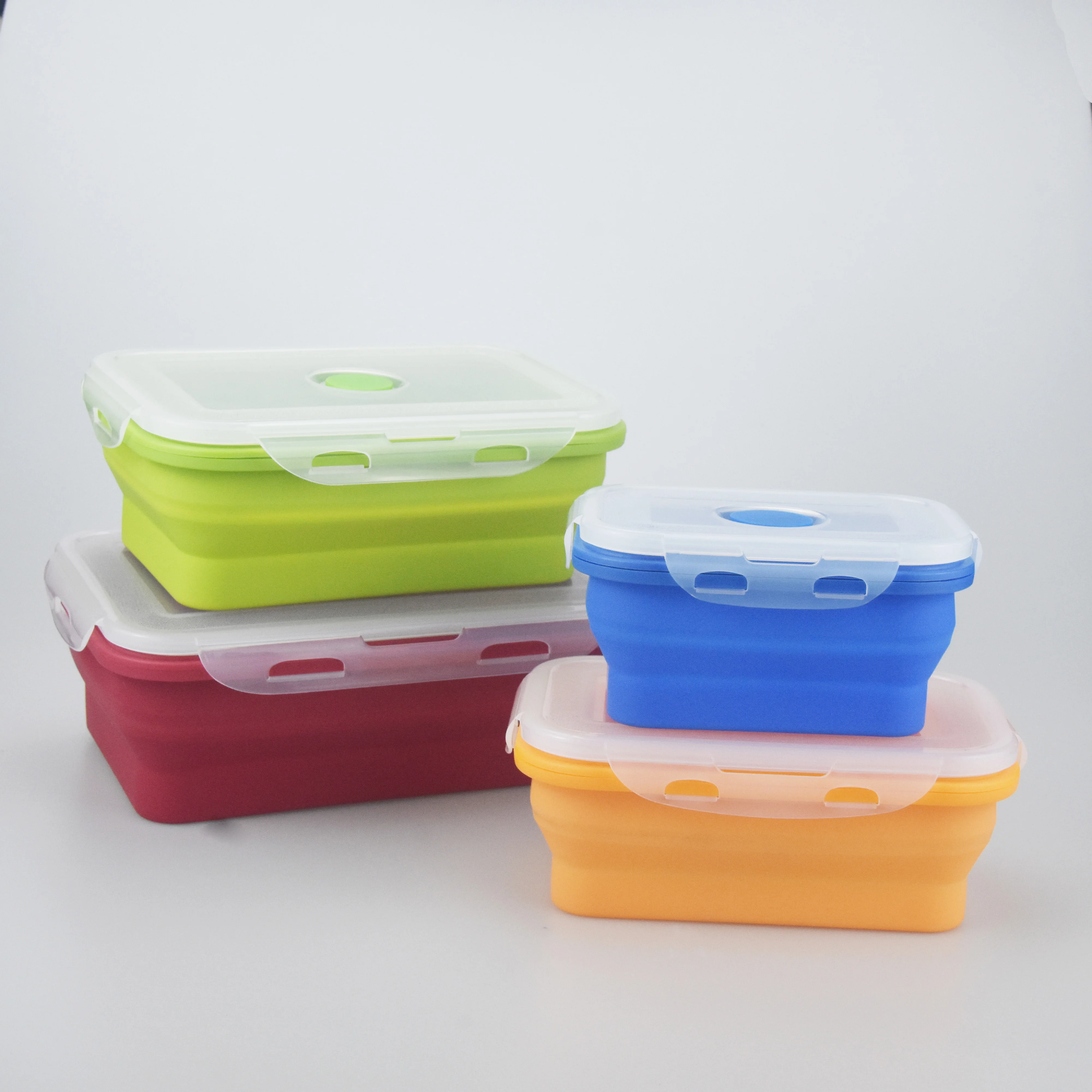 4 PCS lunch box set folding silicone lunch box foldable silicone food container bento lunch box set