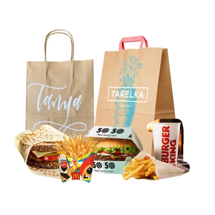 Biodegradable Compostable Kraft Paper Take Away Hamburger Box Eco Friendly Fast Food Delivery Containers Packaging Burger Box