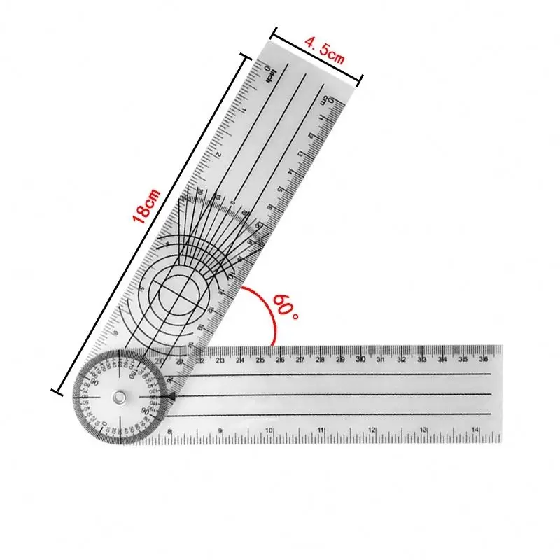 360 Degree Goniometer Angle Medical Spinal Angle Ruler Protractor Angle finder Measuring Tool