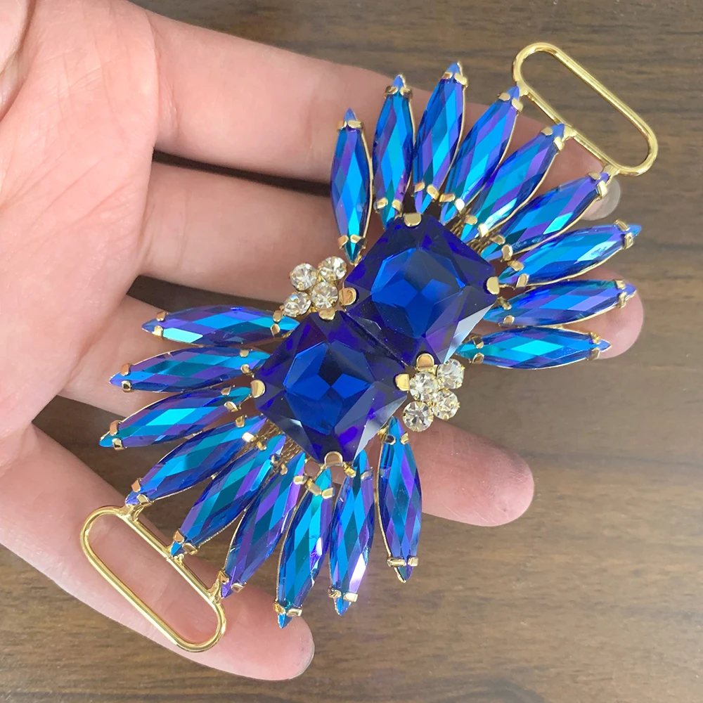 Rhinestone Applique Crystal AB Flower Sew on Rhinestones with Connectors Buckle Glass Rhinestone trim belt for Bikini Dress