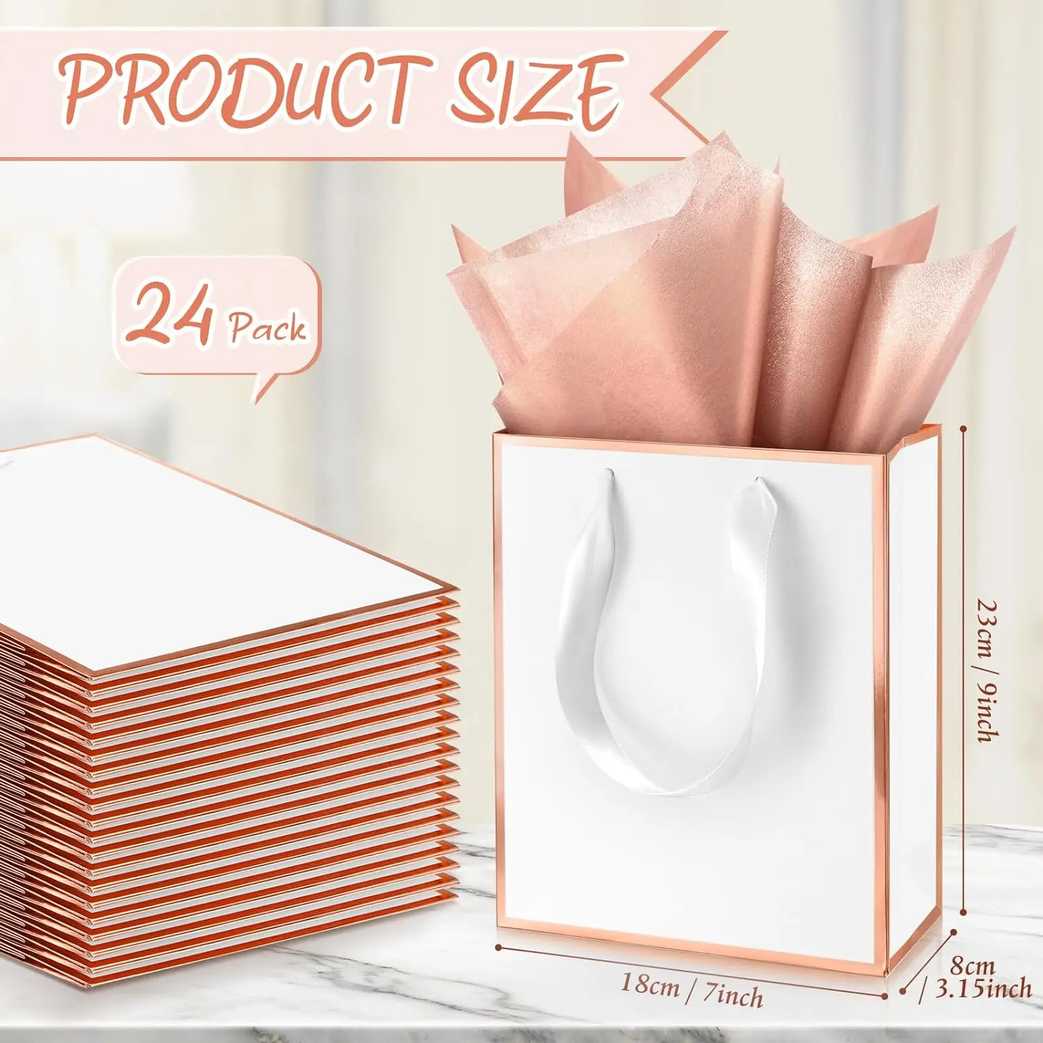 Customized Metallic Paper Gift Thank You Favor Bags with Handle logo for Bridal Shower Wedding Graduation Birthday Party