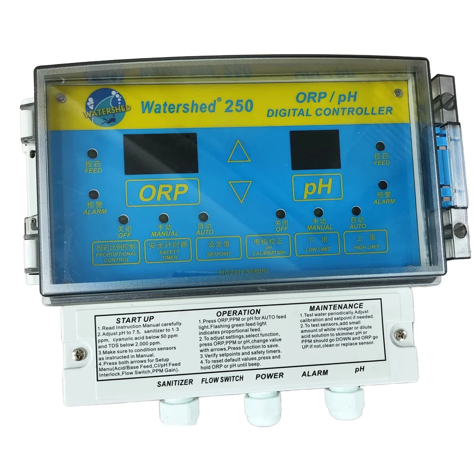 Chemtrol 250 ORP/PH Water Quality Monitoring Instrument Pool Analyzer PH Monitor ORP Analyzer Pool Water Pool Tools Accessories