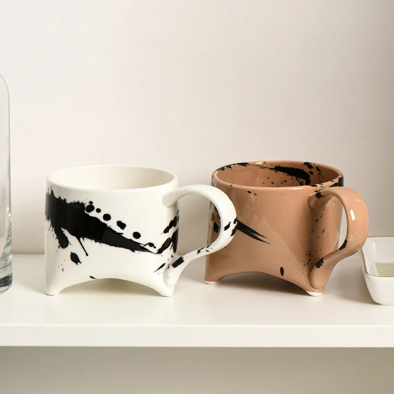 Minimalist custom 11oz hand painted ceramic cups handmade coffee and milk modern  artistic porcelain mugs