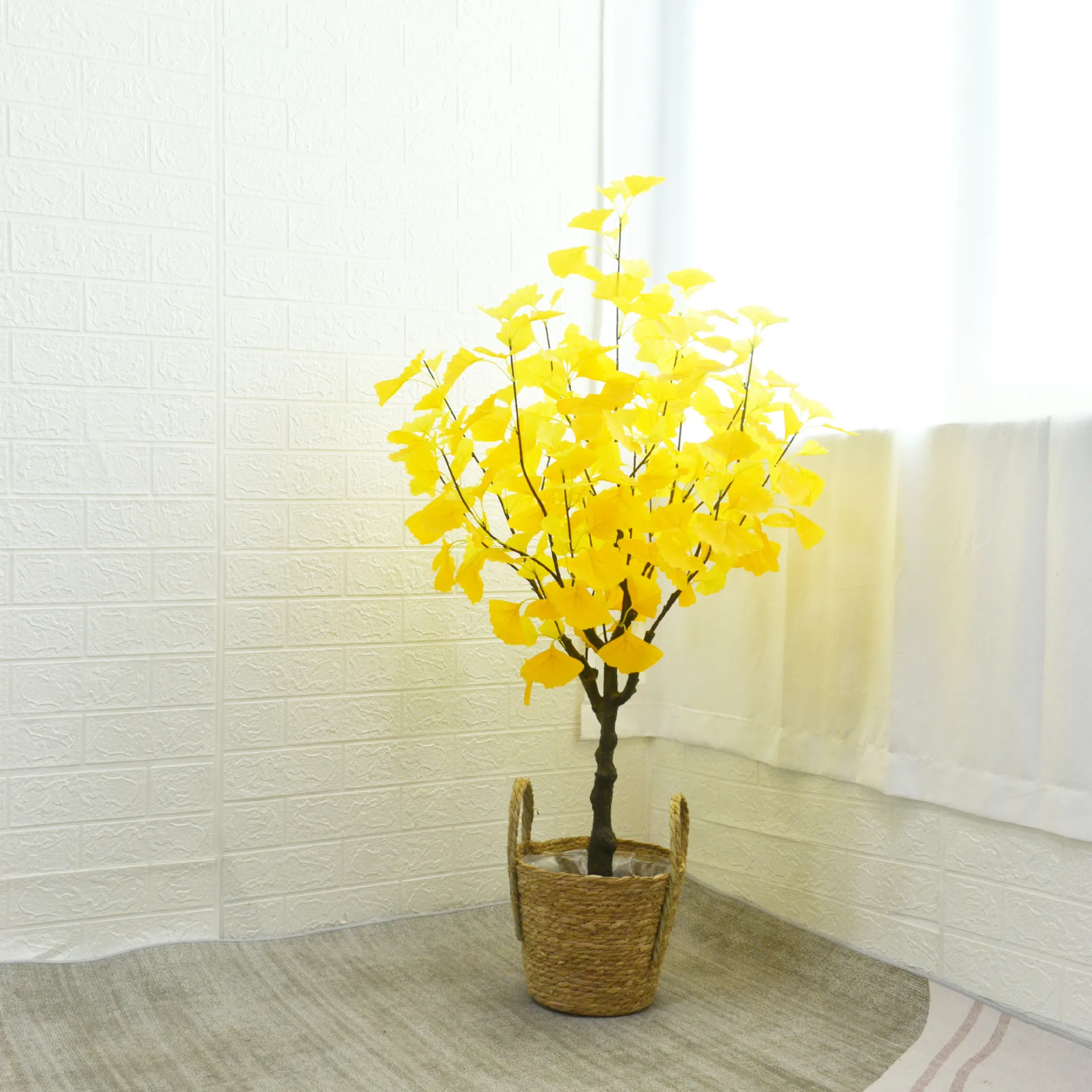 Wholesale artificial ginkgo tree / yellow ginkgo leaf indoor bonsai green plant pot