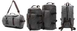 Multi-function canvas rucksack daypack bag travel hiking vintage duffel hiking backpack for men women