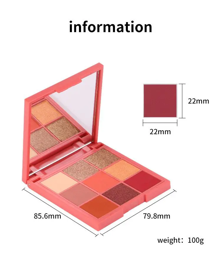 Nine Squares Grid Eye Shadow Palette Customizable Private Labels Available More Than 100 Colors Powder Glitter Eyeshadow