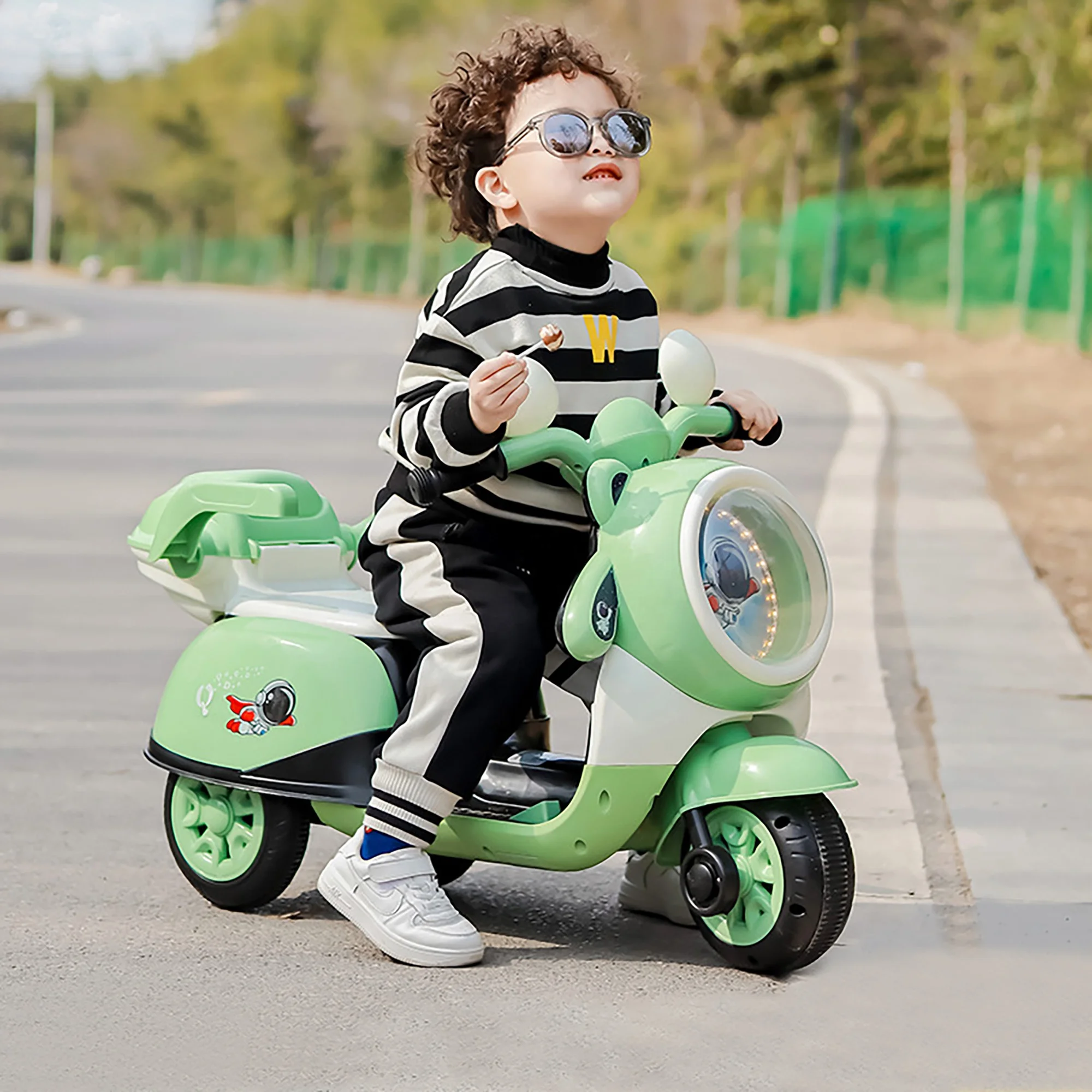 Ride-on cars for kids motorbike two-seater learning toys 6V/4.5A/7A battery tricycle motorcycle 380W motor Simulated throttle