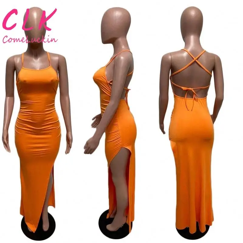 women clothing Knit Long Dress Women Sexy Elegant Sleeveless Bodycon One-piece Sundress for women