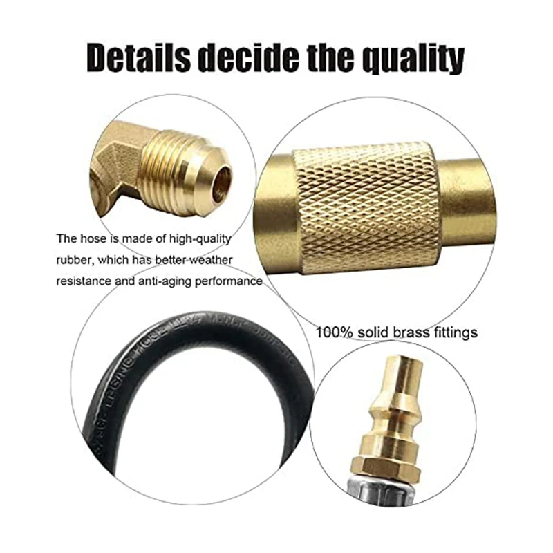Propane Quick Connect Extension Hose with Low Pressure Regulator and Elbow Adapter for Camp Chef Stoves, Portable Fire Pits