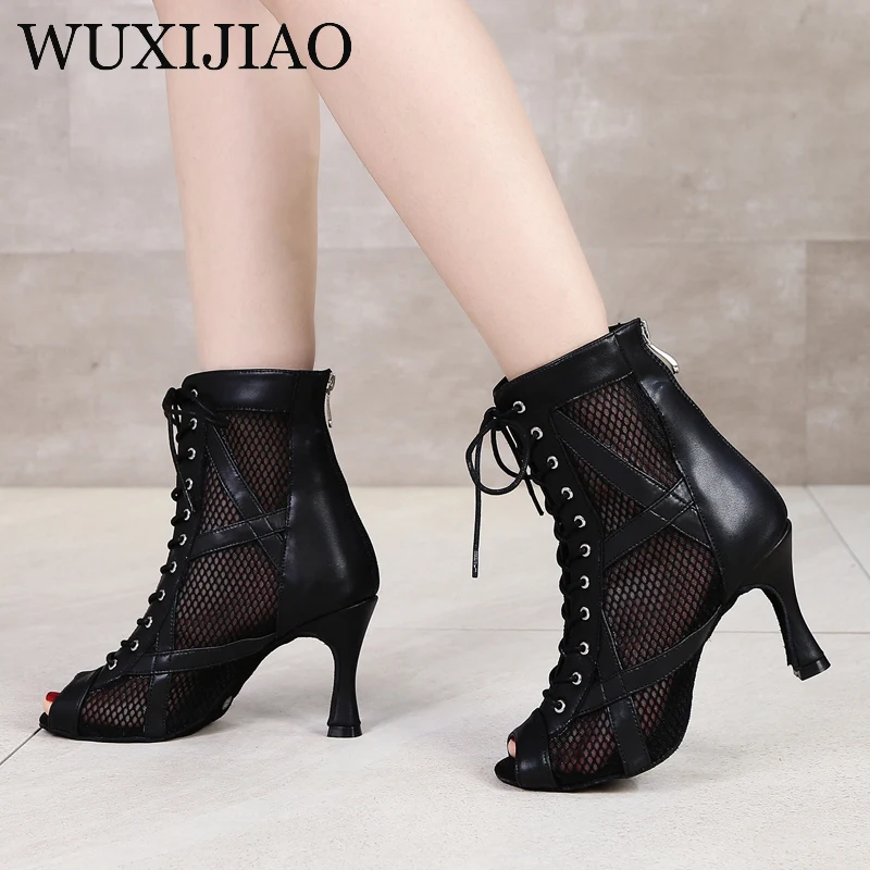 Personality High Heels PU leather Dance shoes Open Toe Non-slip Girls Latin Dance Shoes