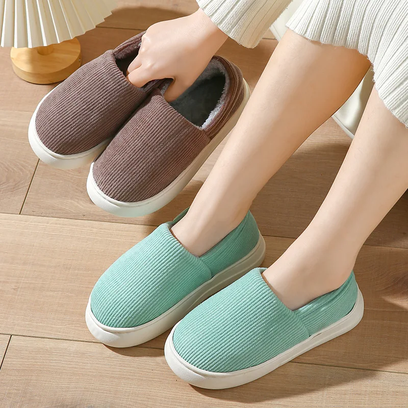 Men and women indoor silent soft sole slippers home winter shoes