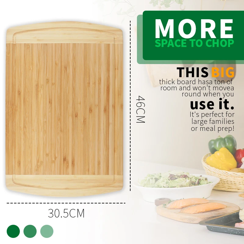 Best Christmas Extra Large Bamboo Cutting Board Organic Wood Butcher Block Wooden Carving Chopping Board