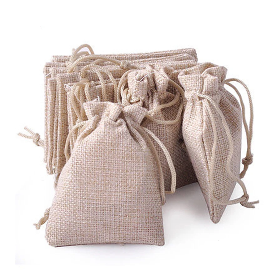 Popular Burlap Bags with logo Jute Drawstring Sack Wedding Favor Gift Jute Bag small