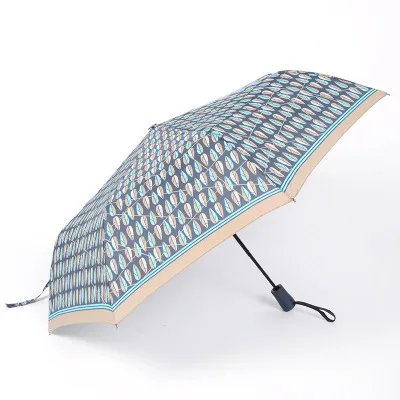 Promotional Custom Automatic Open And Close Rain Outdoor Three Folding Umbrella 3 Fold Lightweight With Logo