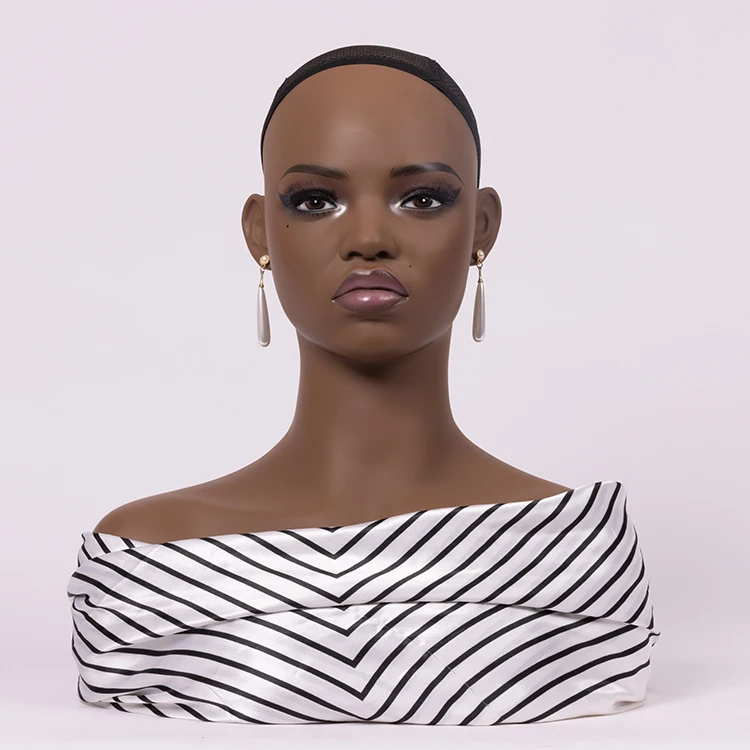 HUAYANG Hot selling PVC realistic wig mannequin head with shoulder big thick lips display