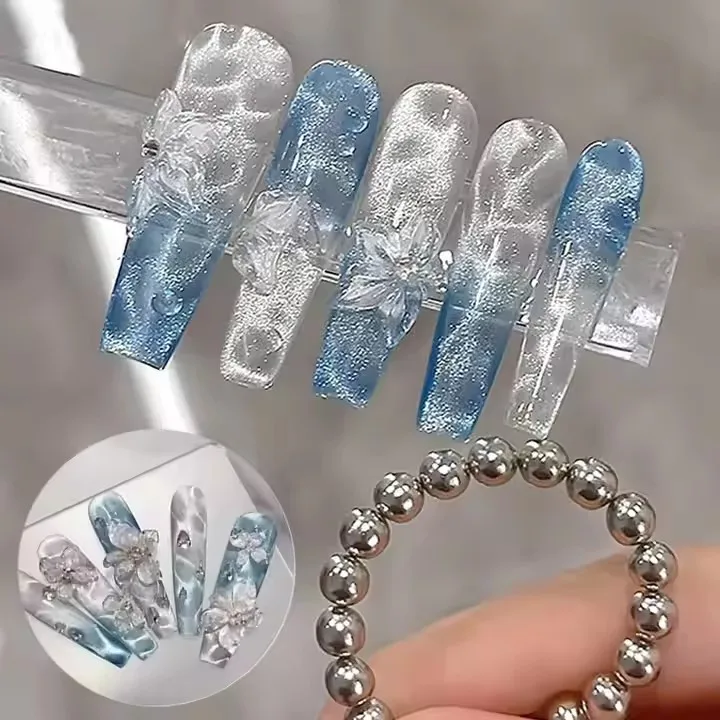 Destly 5mm 20pcs Round Strong Magnetic Nail Art Ice Flower Cat Eyes Water Ripple Nail Tools Magnet Beads For Nail Salon