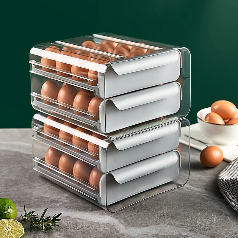 Multi layer egg storage box refrigerator plastic egg rack holder container drawer trays organizer box
